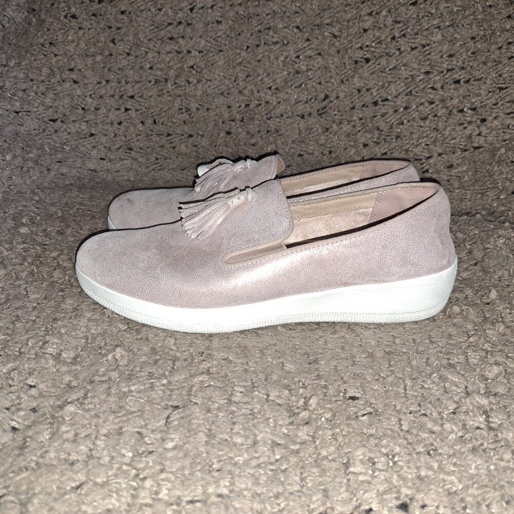 FITFLOP-Superskate Tassel-Pink Shimmery Loafer-Comfort-Sz 8.5-Excellent - Picture 2 of 8
